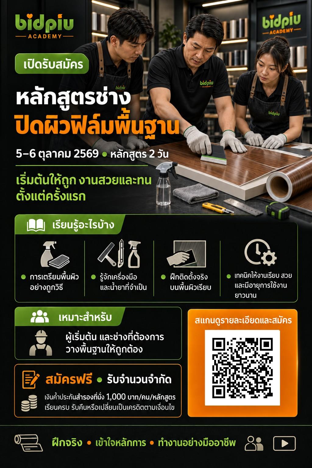 หลักสูตรช่างปิดผิวฟิล์มพื้นฐาน · 5–6 ตุลาคม 2569